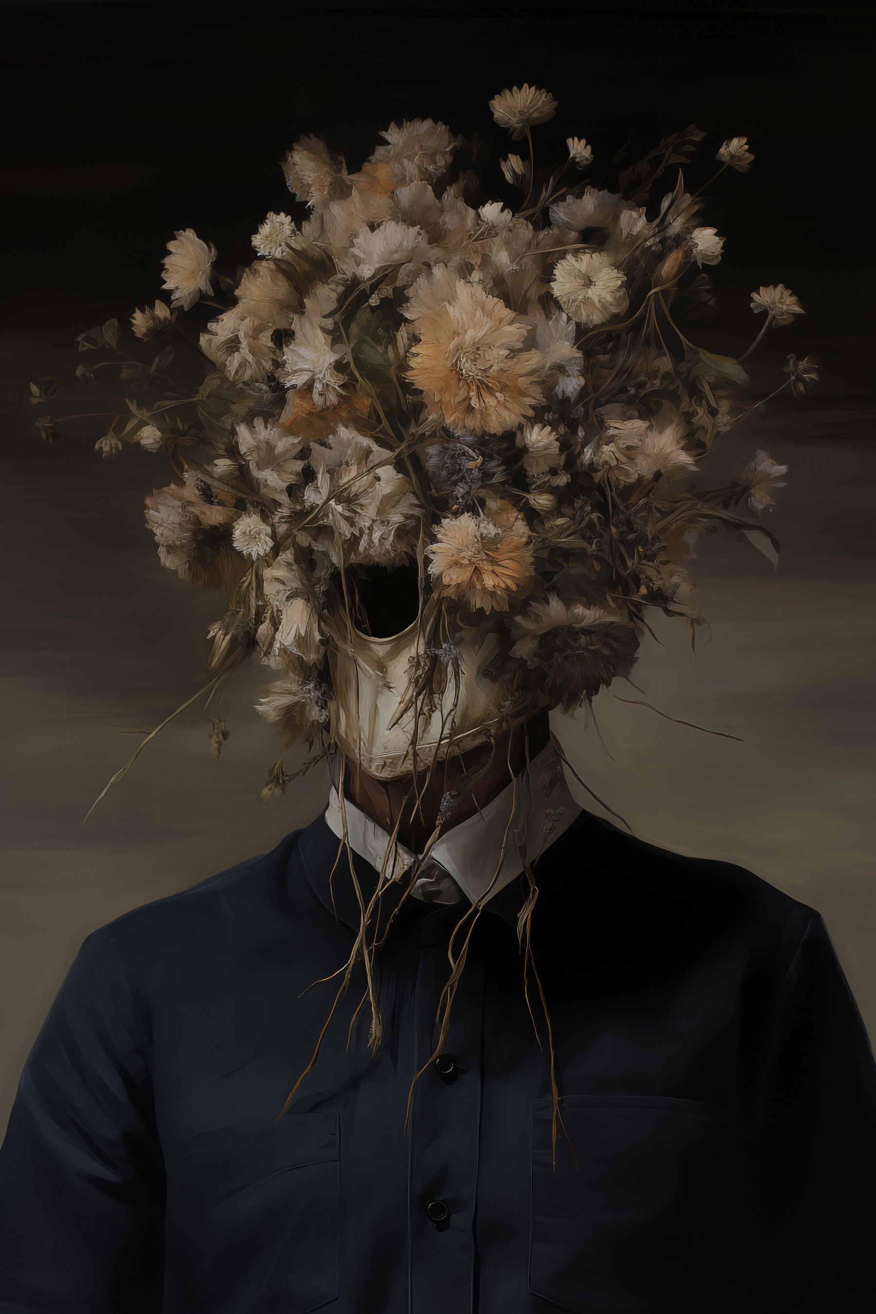 Person with flowers on their head