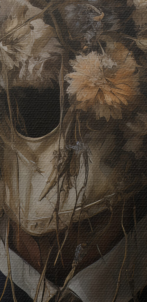 Person with flowers on their head
