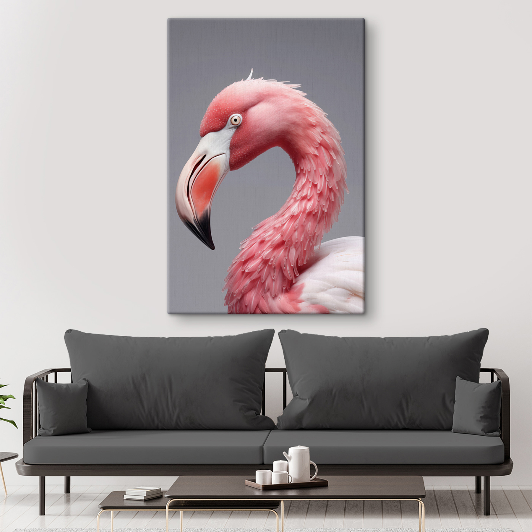 Close up of a pink flamingo