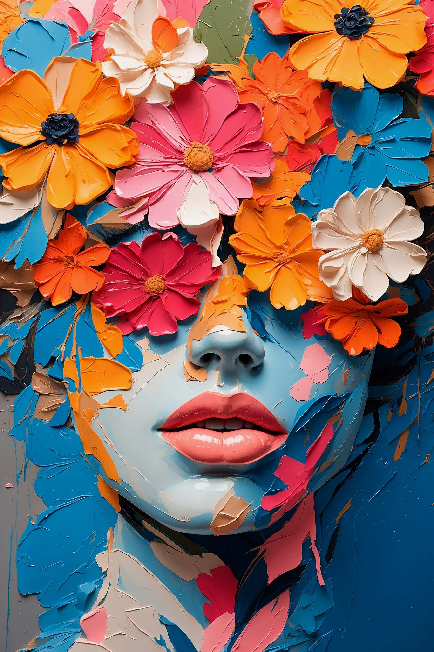 Face covered in flowers Face covered in flowers