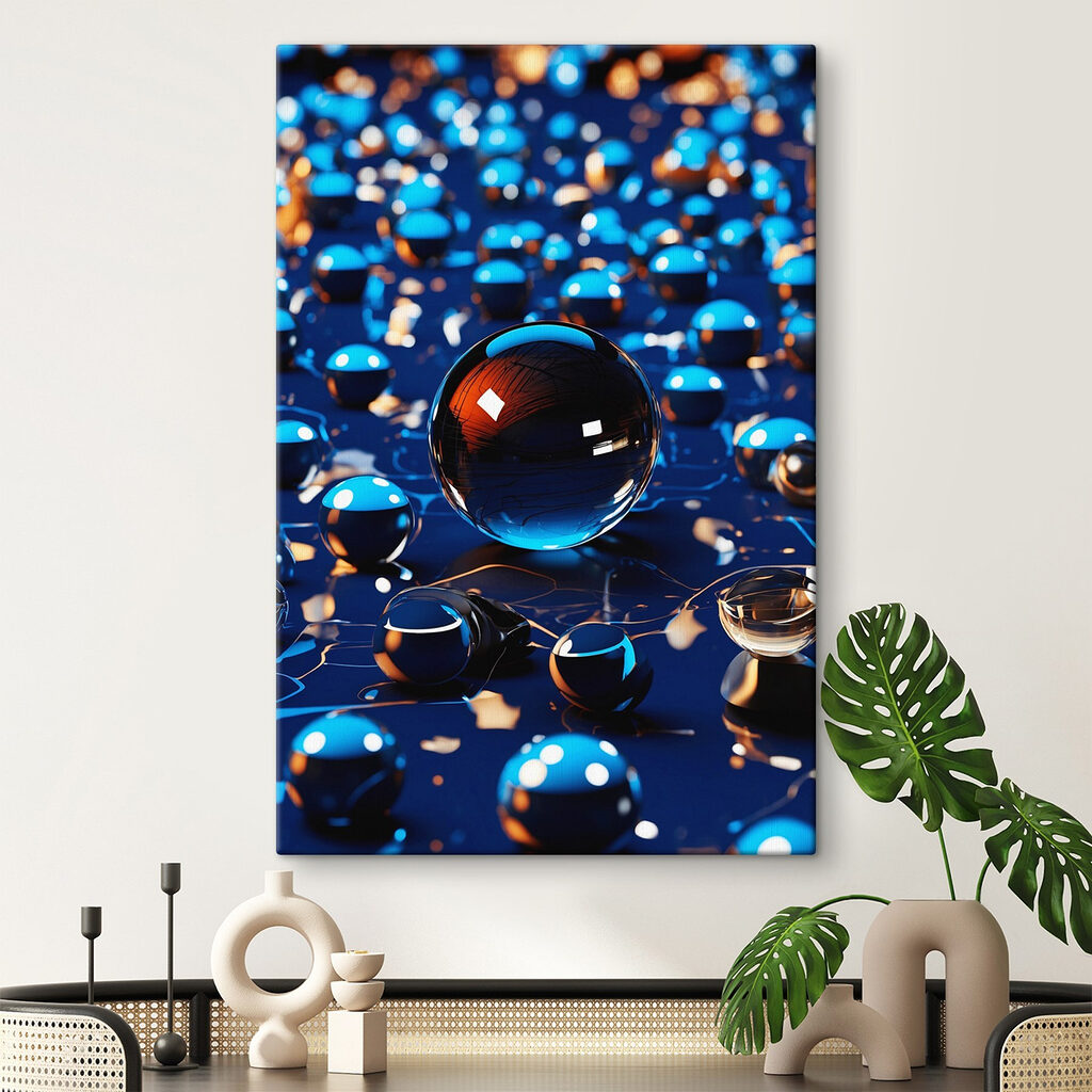 Glass ball on a blue surface