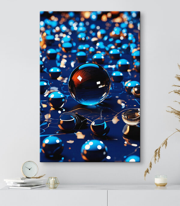 Glass ball on a blue surface
