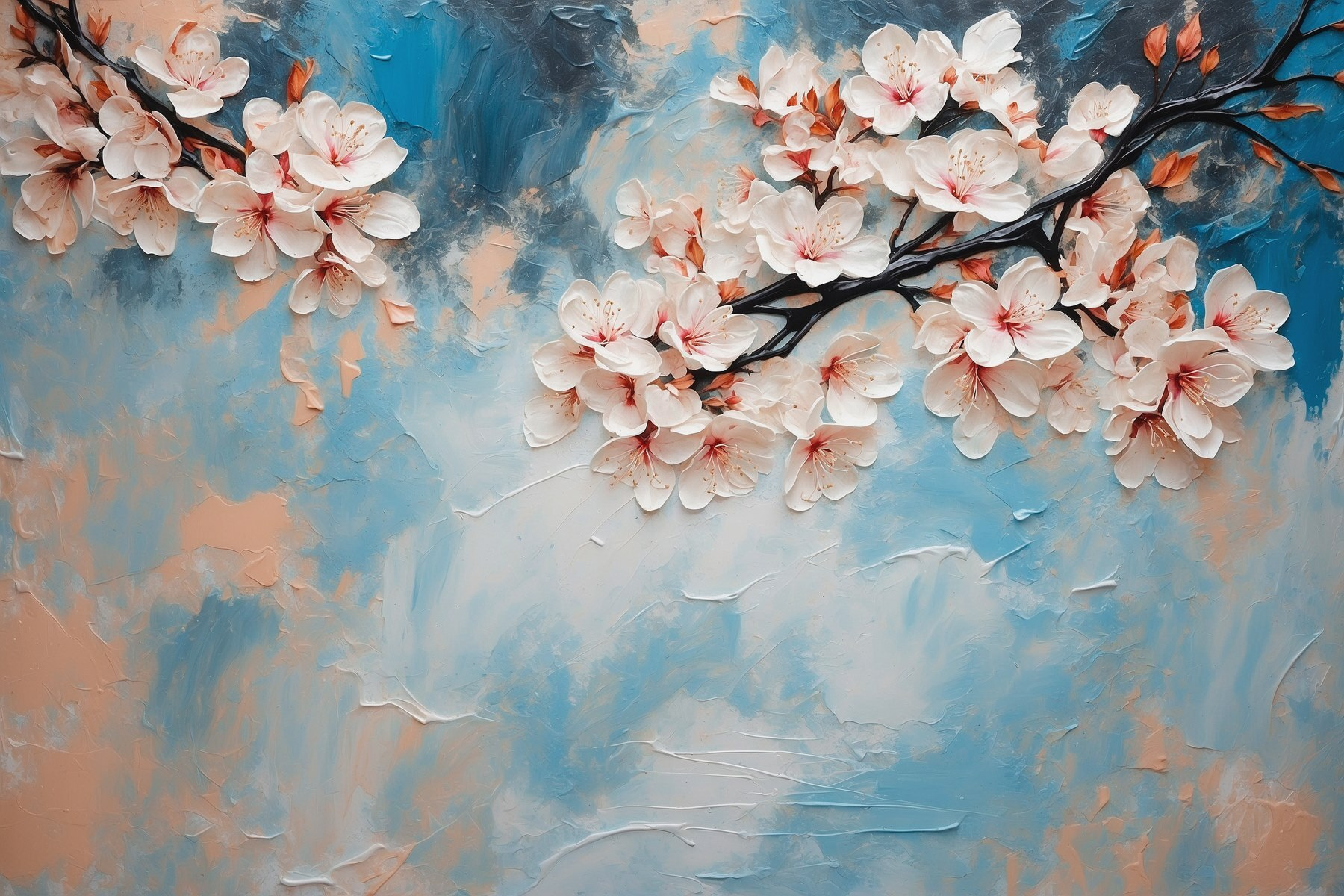 Painting of flowers on a branch Painting of flowers on a branch