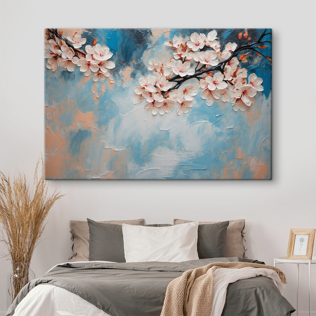 Painting of flowers on a branch Painting of flowers on a branch