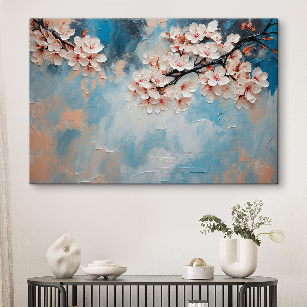 Painting of flowers on a branch Painting of flowers on a branch