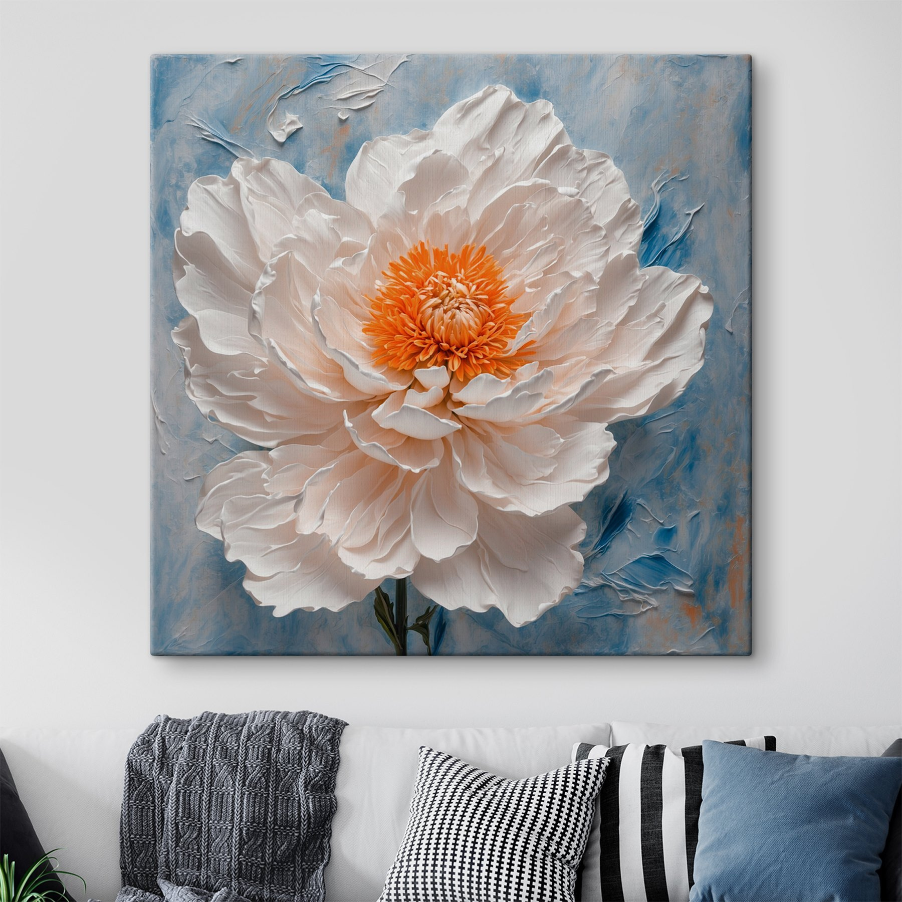 White flower with orange center White flower with orange center