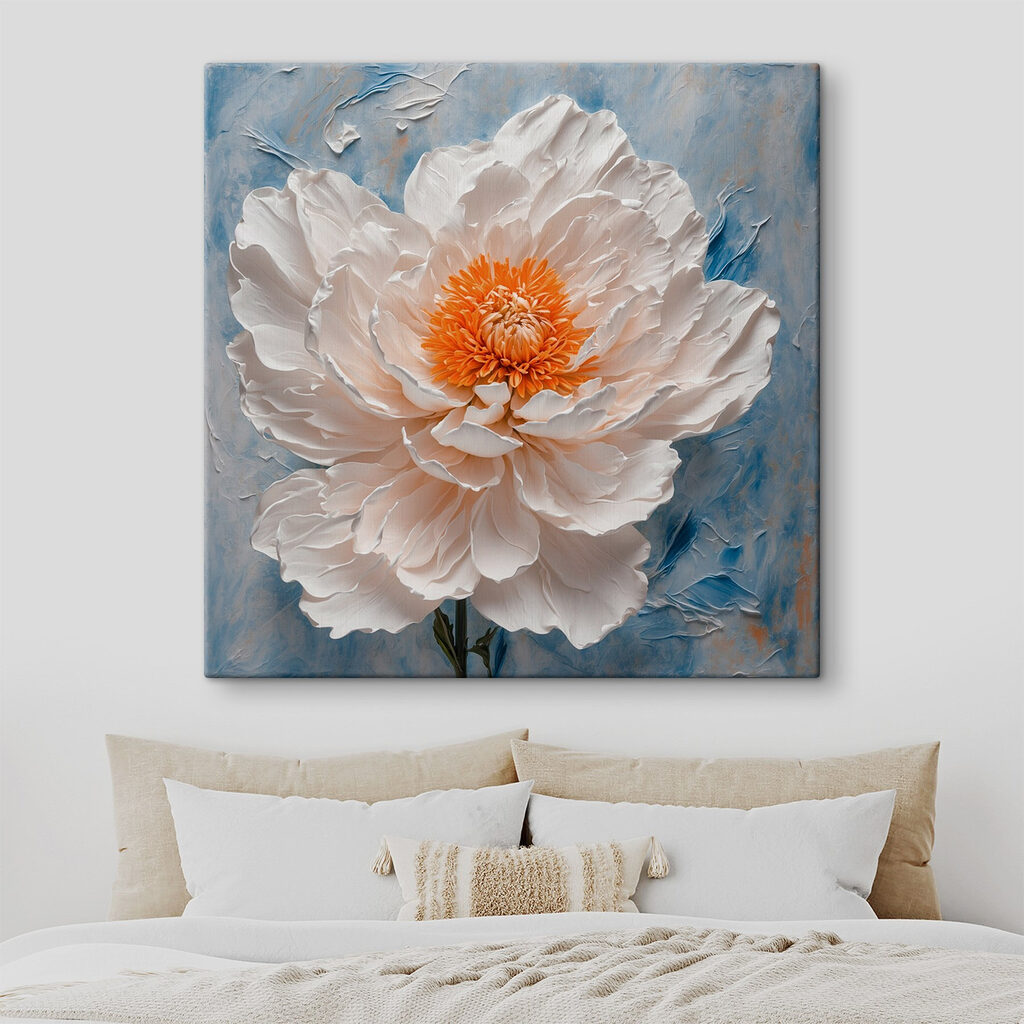 White flower with orange center White flower with orange center