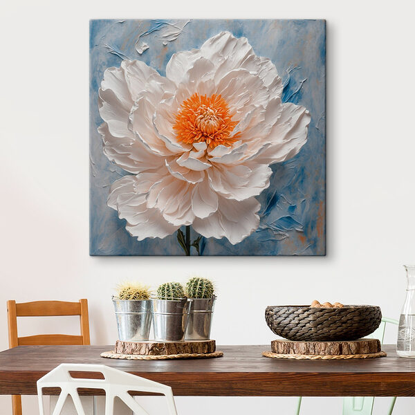 White flower with orange center White flower with orange center