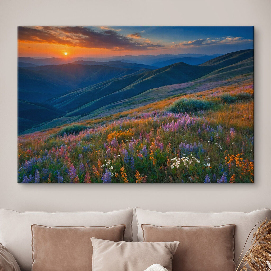 Field of flowers on a mountain Field of flowers on a mountain