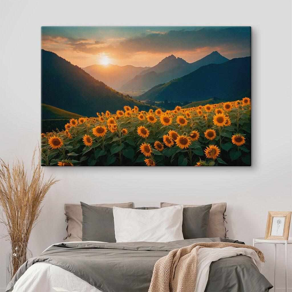Field of sunflowers in the mountains Field of sunflowers in the mountains