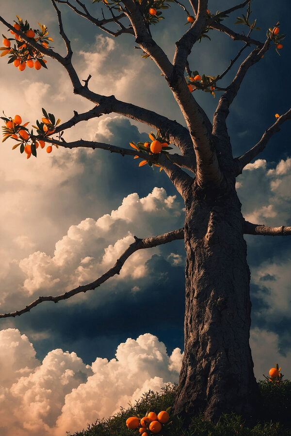 Tree with orange fruits on it Tree with orange fruits on it