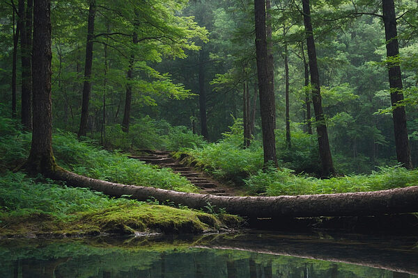 Fallen tree over a body of water Fallen tree over a body of water