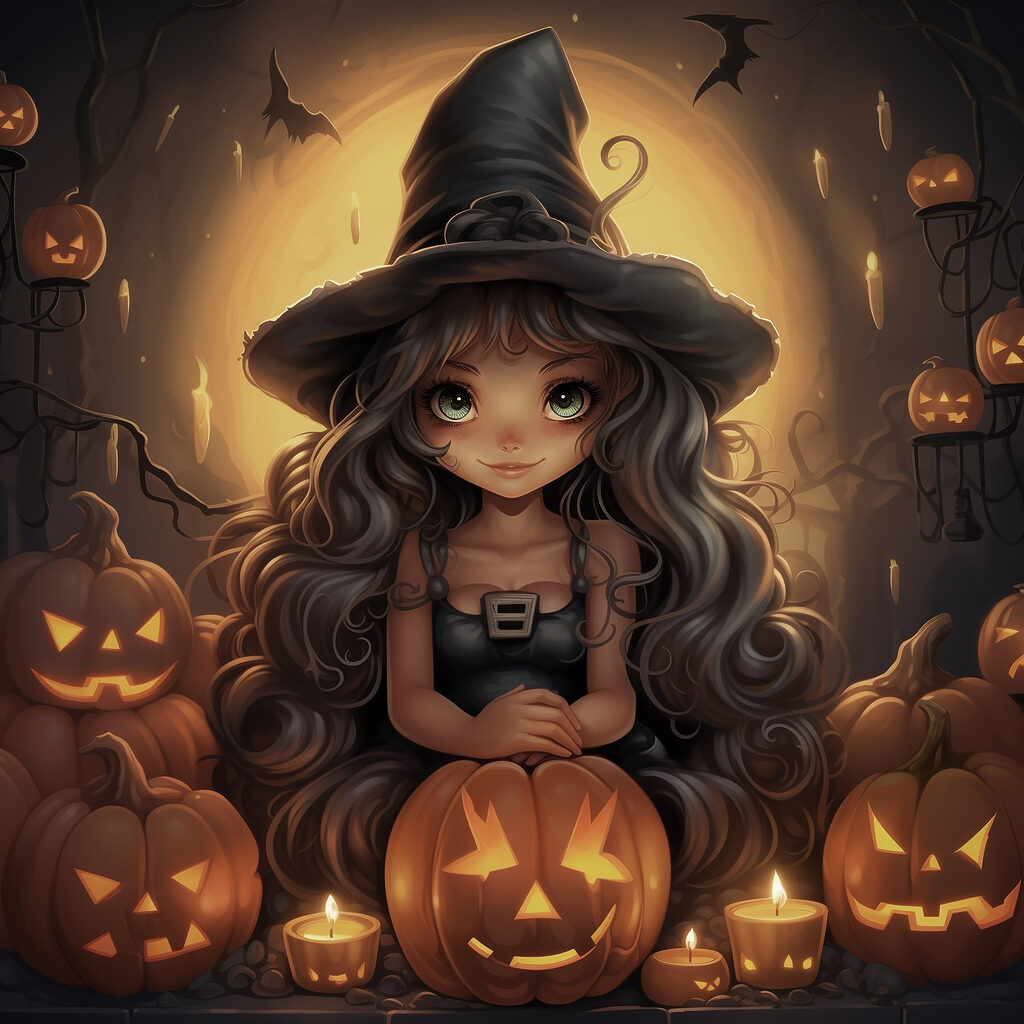 Cartoon of a person sitting on a pumpkin
