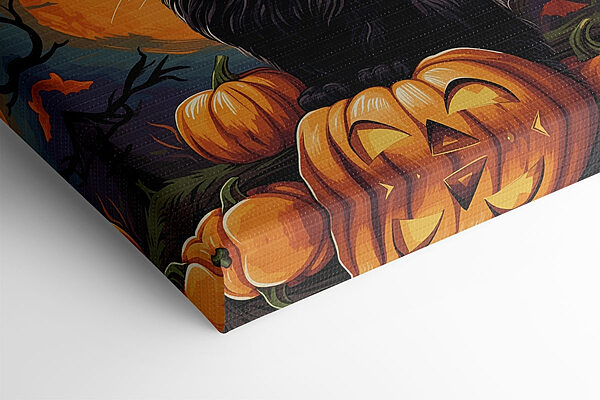 Cat wearing a hat and sitting on a pumpkin Cat wearing a hat and sitting on a pumpkin
