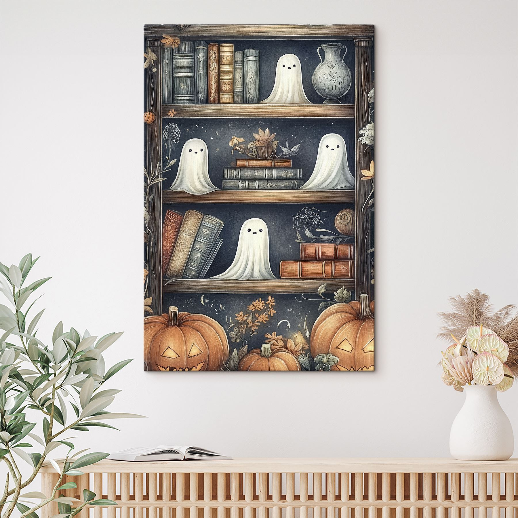 Bookcase with ghosts and books Bookcase with ghosts and books