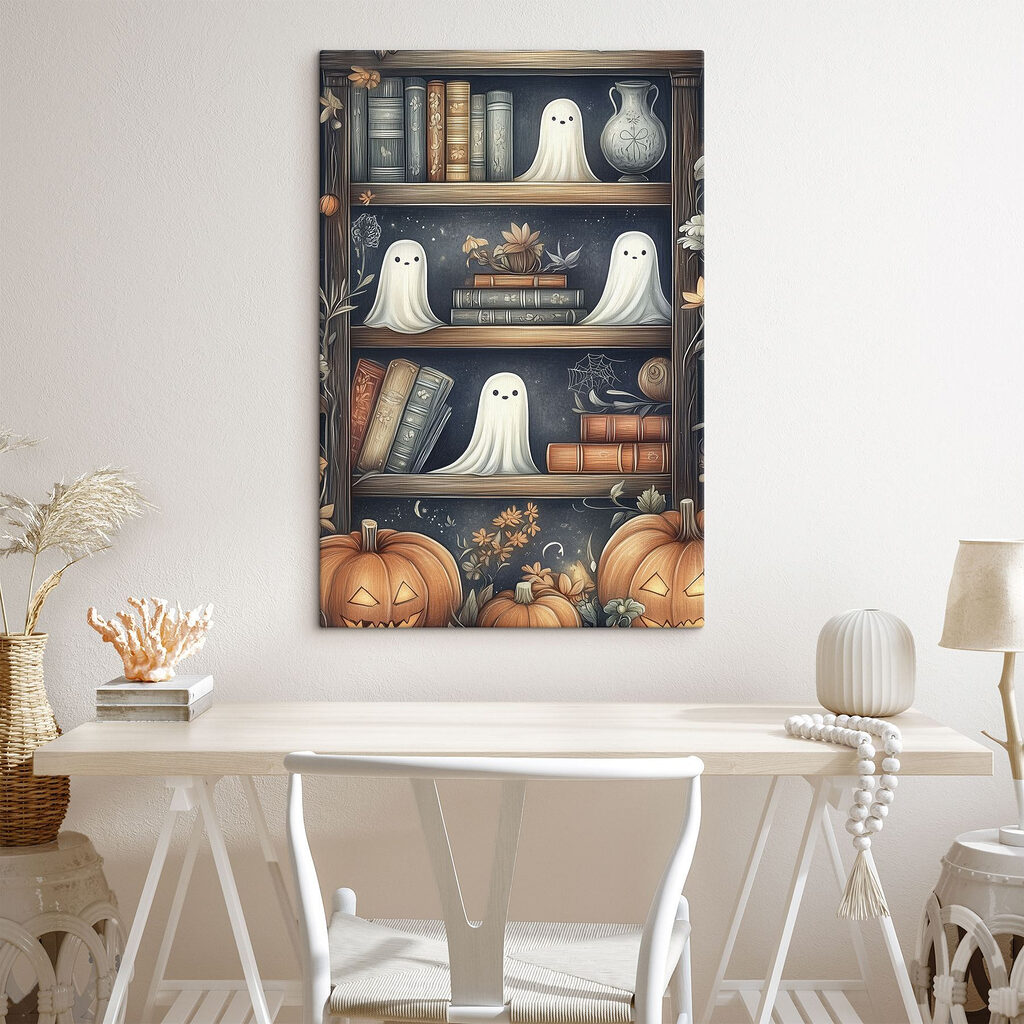 Bookcase with ghosts and books Bookcase with ghosts and books