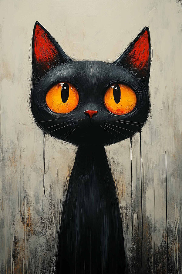Black cat with orange eyes Black cat with orange eyes