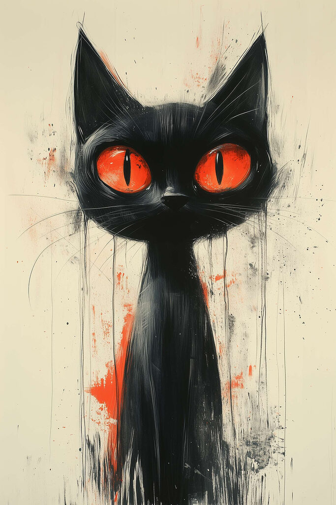 Black cat with red eyes Black cat with red eyes