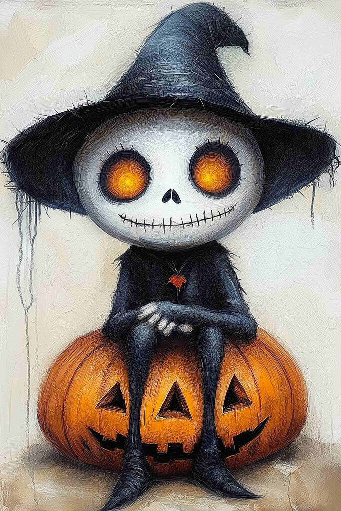 Cartoon character sitting on a pumpkin Cartoon character sitting on a pumpkin