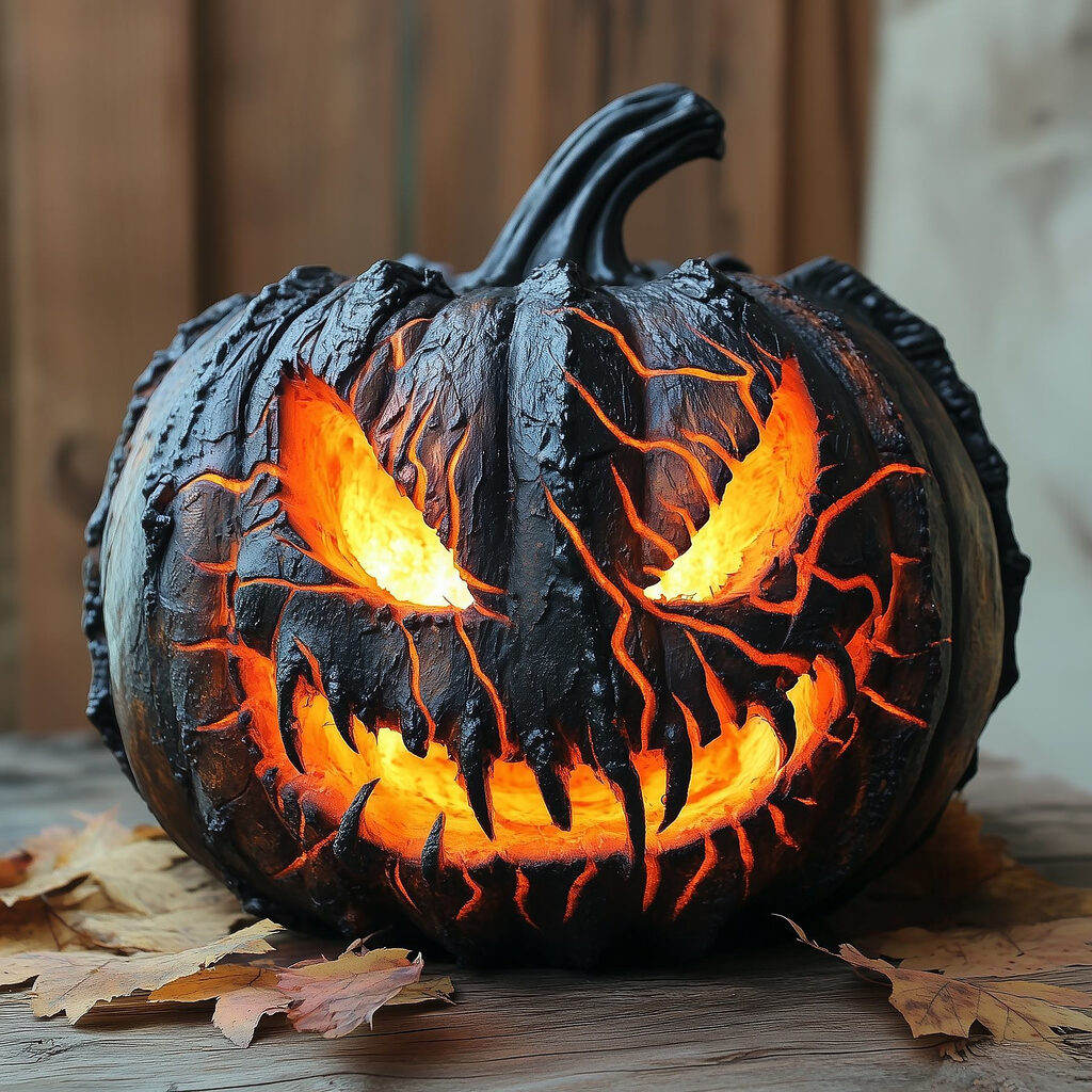 Carved pumpkin with a face and eyes Carved pumpkin with a face and eyes