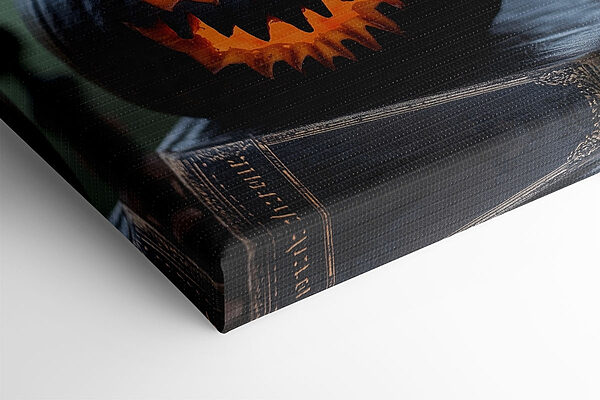 Carved pumpkin on a book
