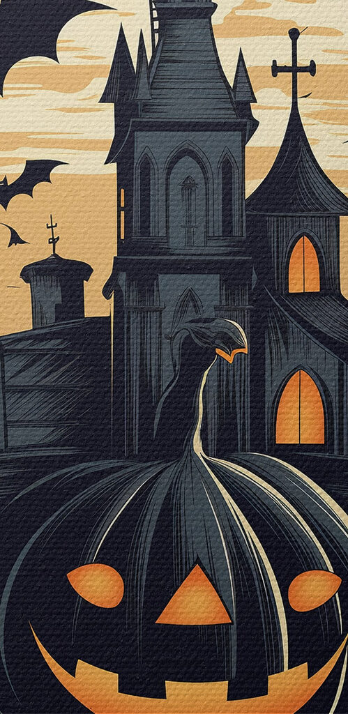 Pumpkin and a castle with bats Pumpkin and a castle with bats