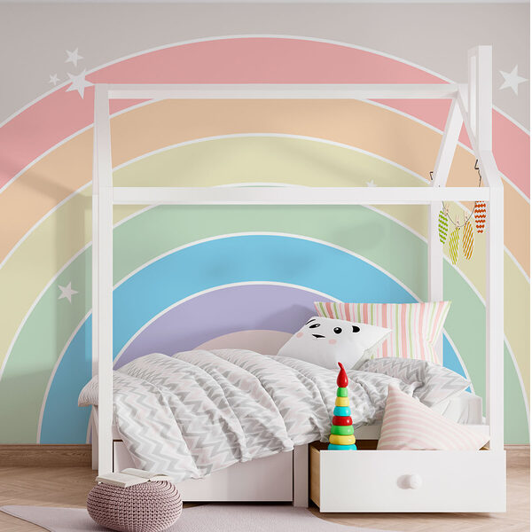 Fotomurales Arco iris con estrellas en el cielo