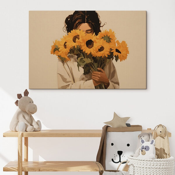 Cuadros Mujer con un ramo de girasoles (SKU: s41071) Cuadros Cuadros Mujer con un ramo de girasoles (SKU: s41071)