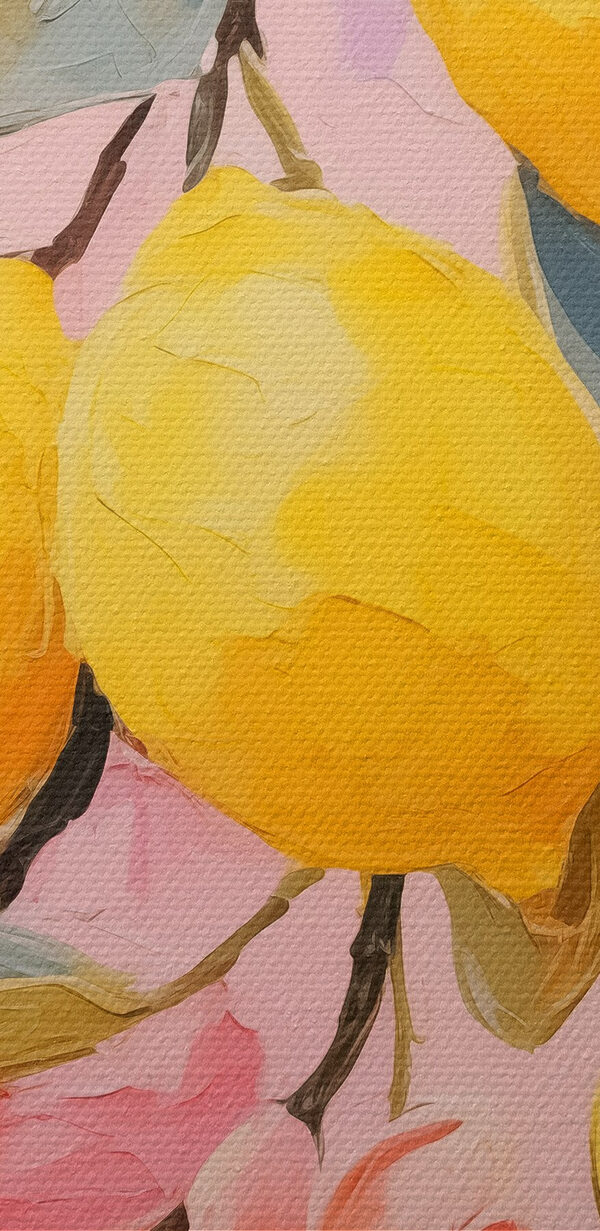 Painting of lemons on a branch