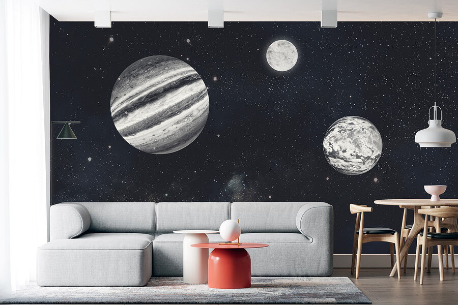Planetas en el espacio con estrellas