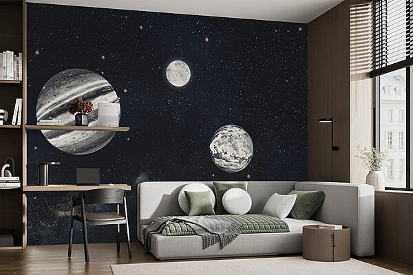 Planetas en el espacio con estrellas Planetas en el espacio con estrellas