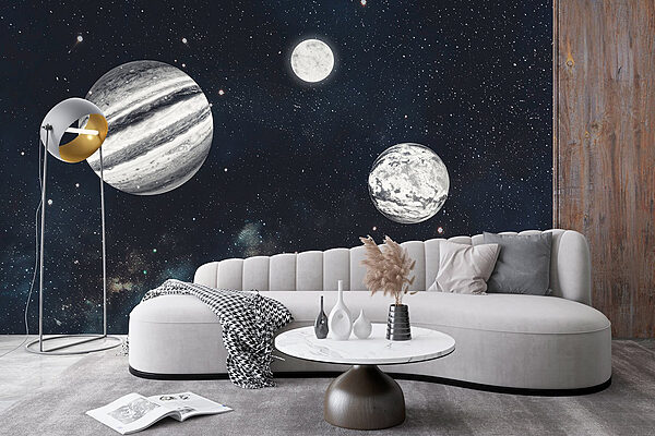 Planetas en el espacio con estrellas Planetas en el espacio con estrellas