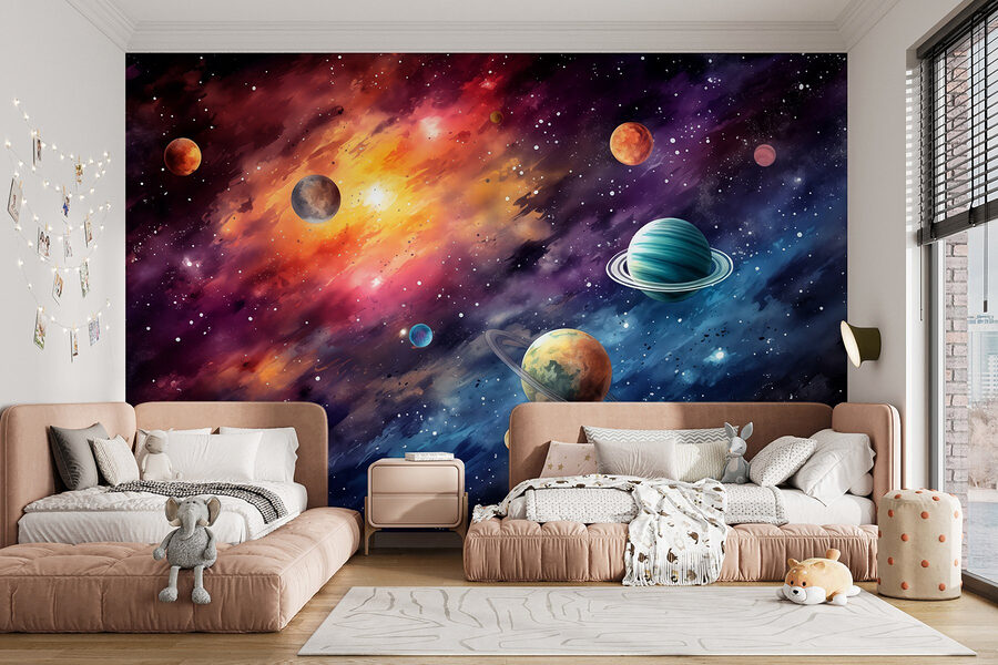 Planetas en el cielo con planetas