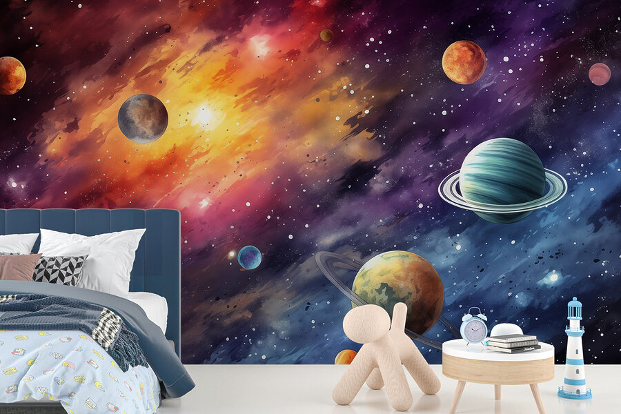 Planetas en el cielo con planetas