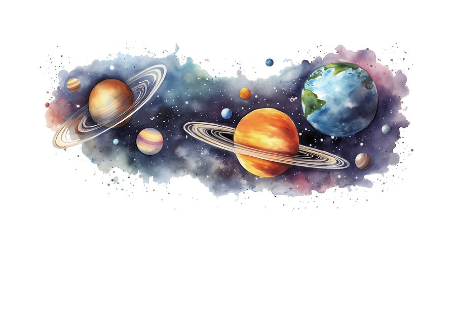 Planetas y estrellas en el espacio