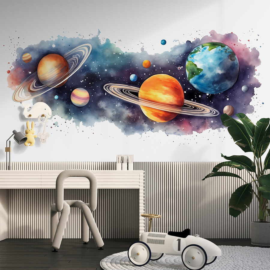 Planetas y estrellas en el espacio
