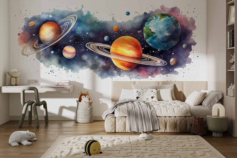 Planetas y estrellas en el espacio