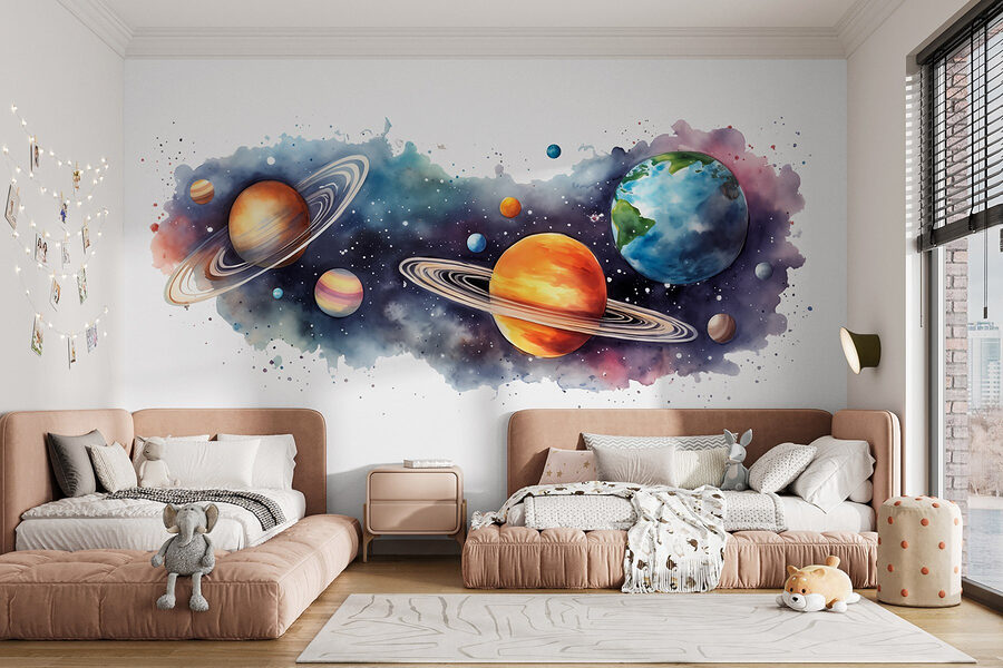 Planetas y estrellas en el espacio