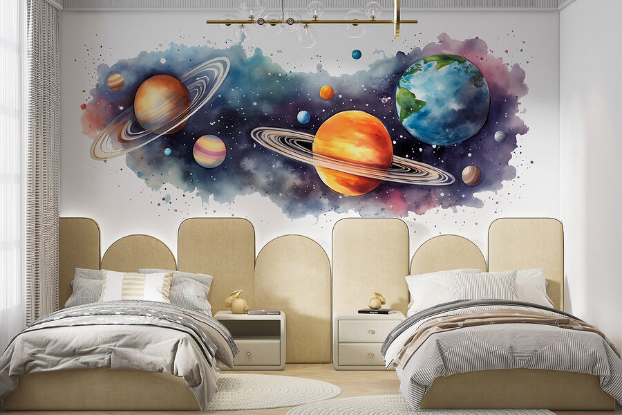 Planetas y estrellas en el espacio
