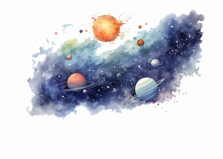Planetas en el cielo con planetas