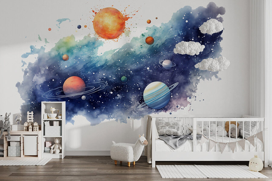 Planetas en el cielo con planetas