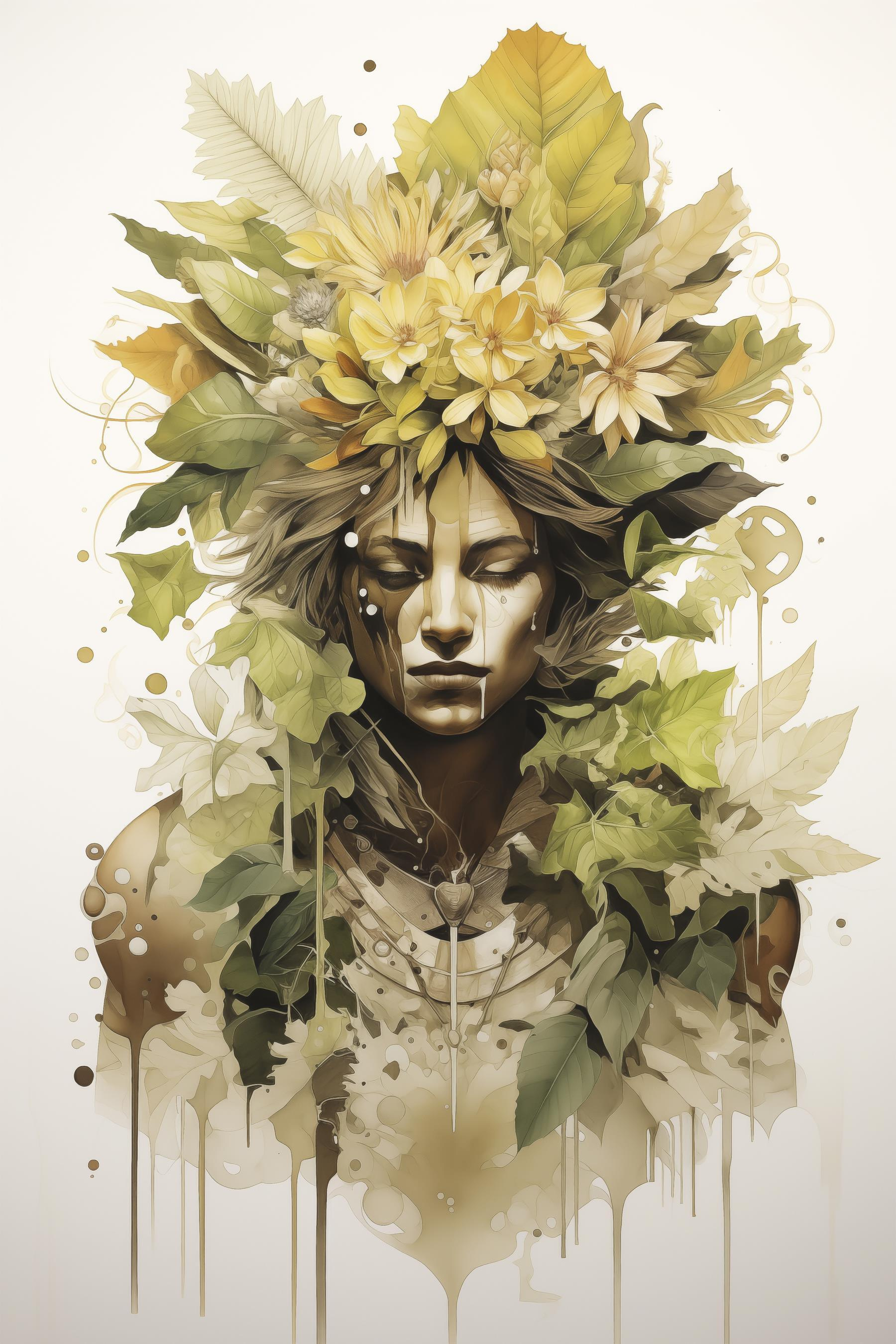 Woman with flowers in her hair Woman with flowers in her hair