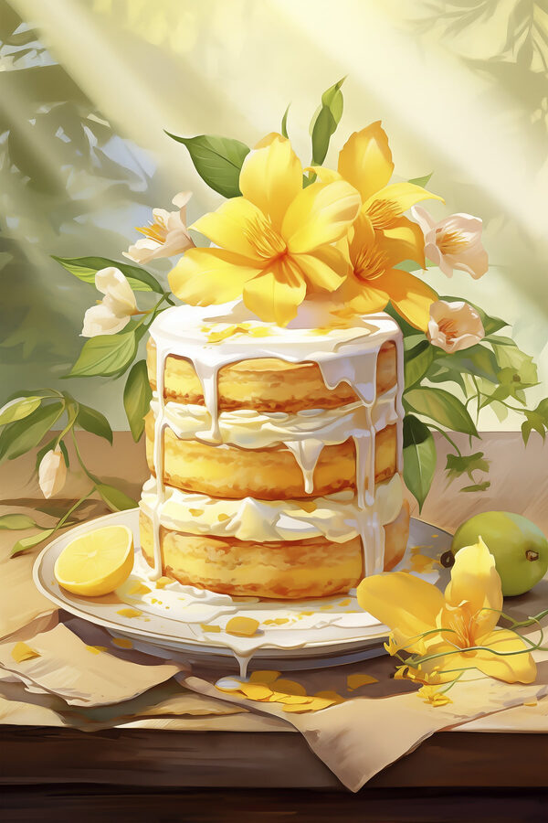 Cake with flowers on top