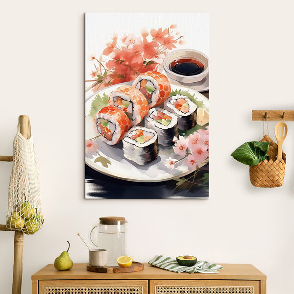 Cuadros Plato de sushi y salsa