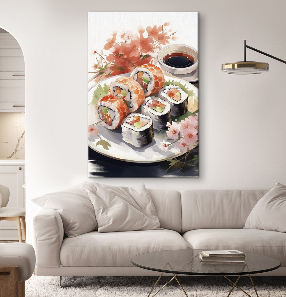 Plate of sushi and sauce Plate of sushi and sauce