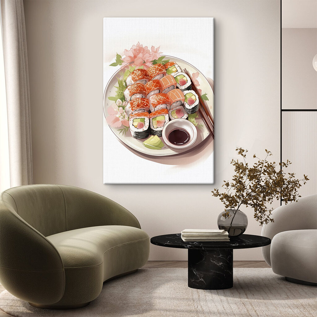 Plate of sushi with chopsticks Plate of sushi with chopsticks