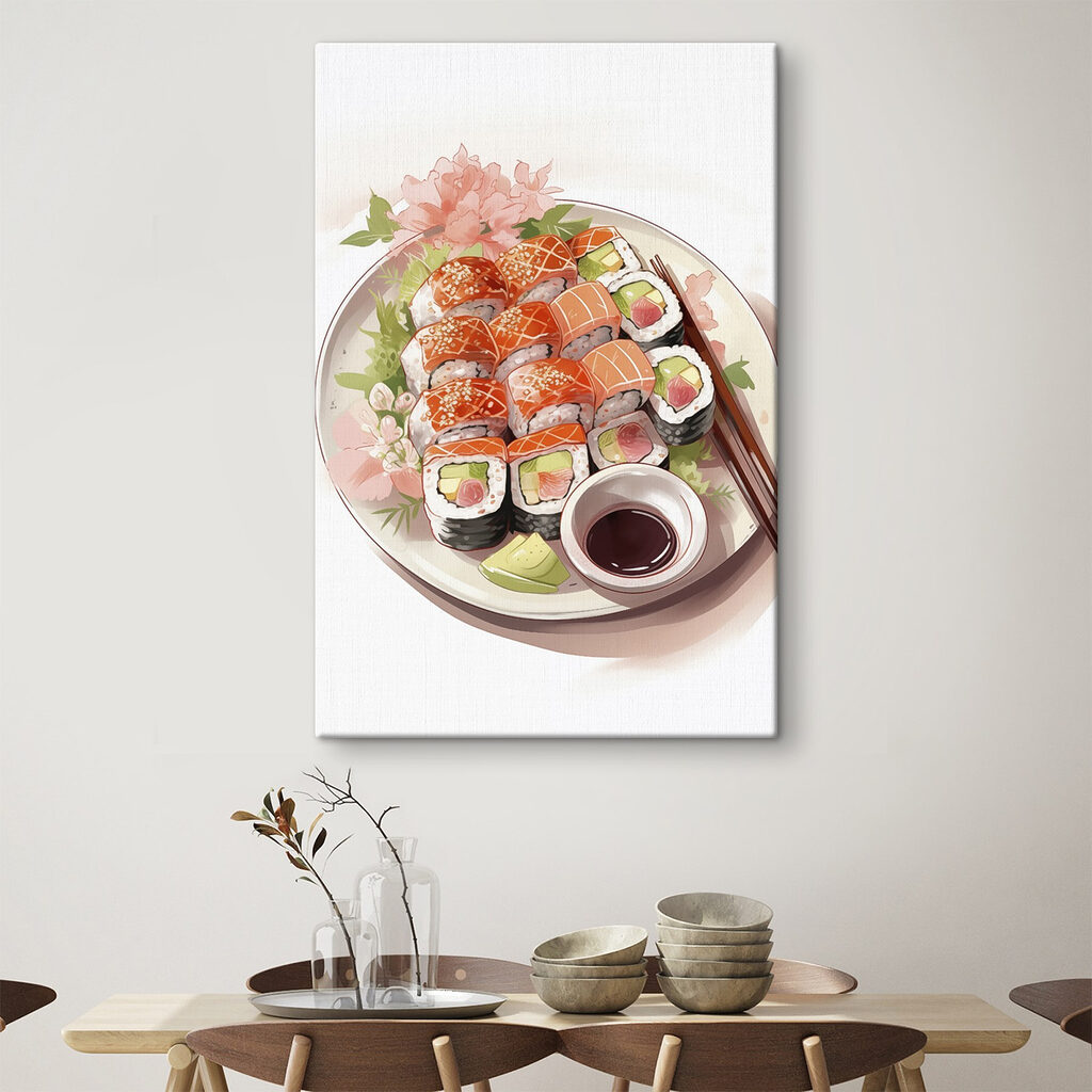 Plate of sushi with chopsticks Plate of sushi with chopsticks