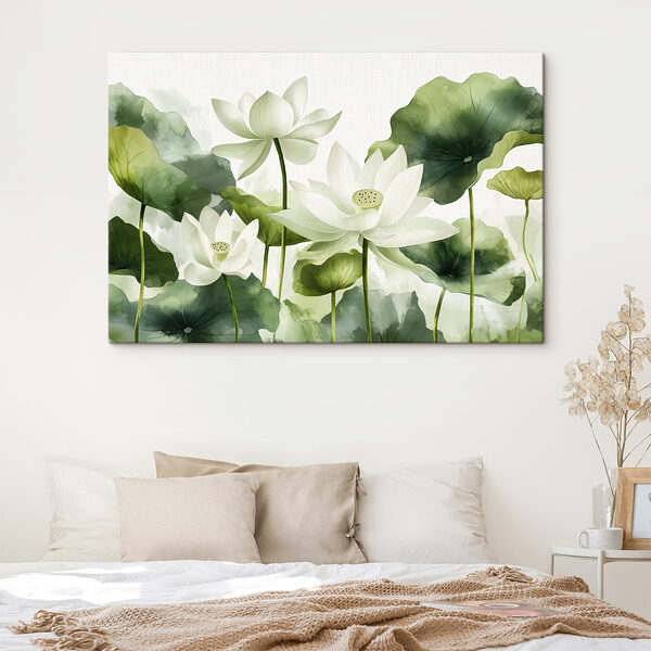 Cuadros Cuadros Ramo de flores blancas con hojas verdes (SKU: s41227)