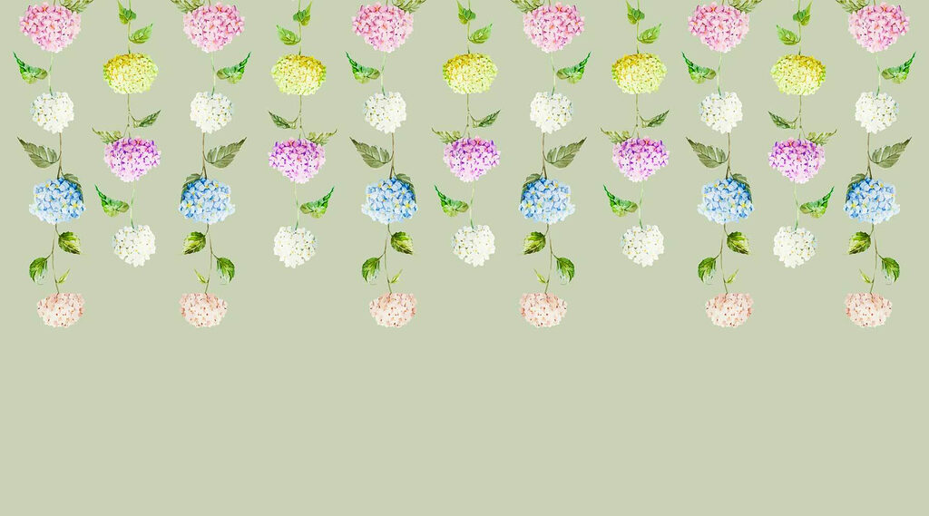 Hilera de flores con hojas verdes Hilera de flores con hojas verdes