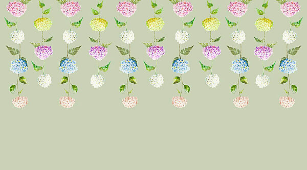 Hilera de flores con hojas verdes Hilera de flores con hojas verdes